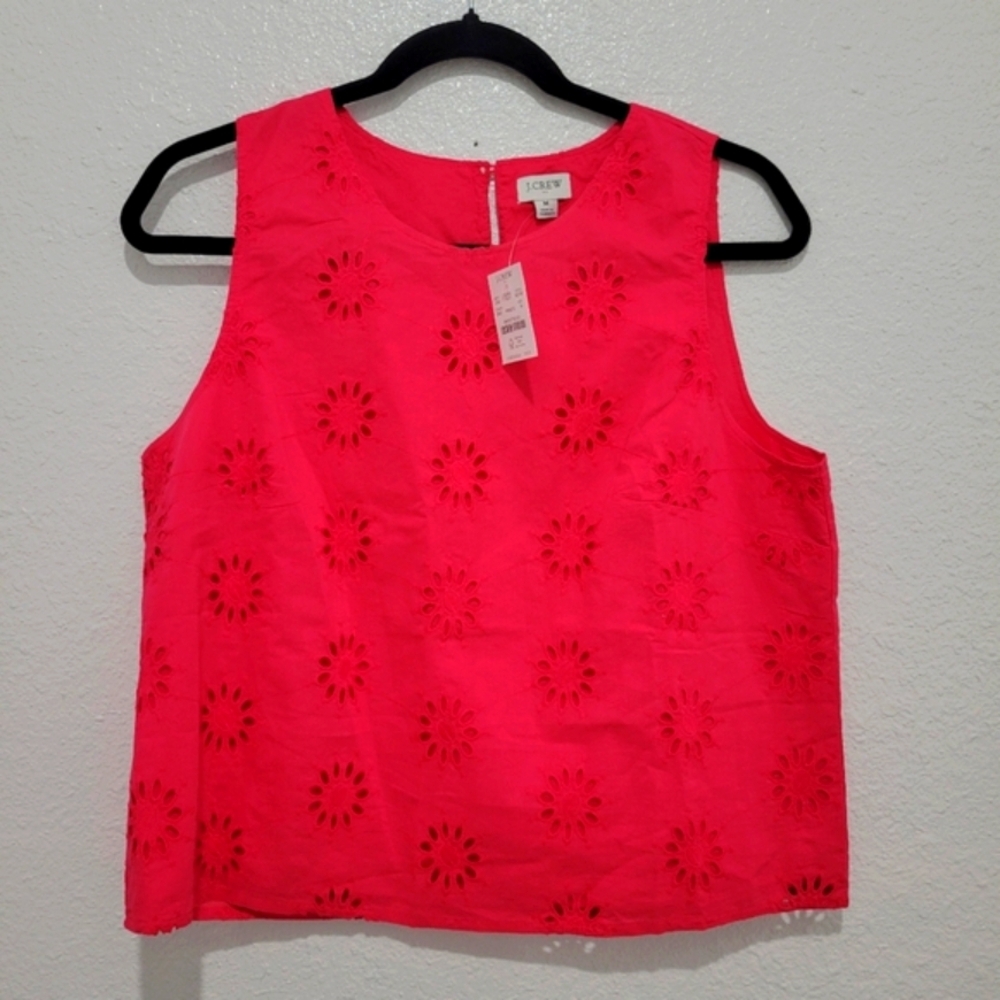 J Crew Factory Eyelet Tank Top Shell BZ799 SZ M NWT - Picture 2 of 5